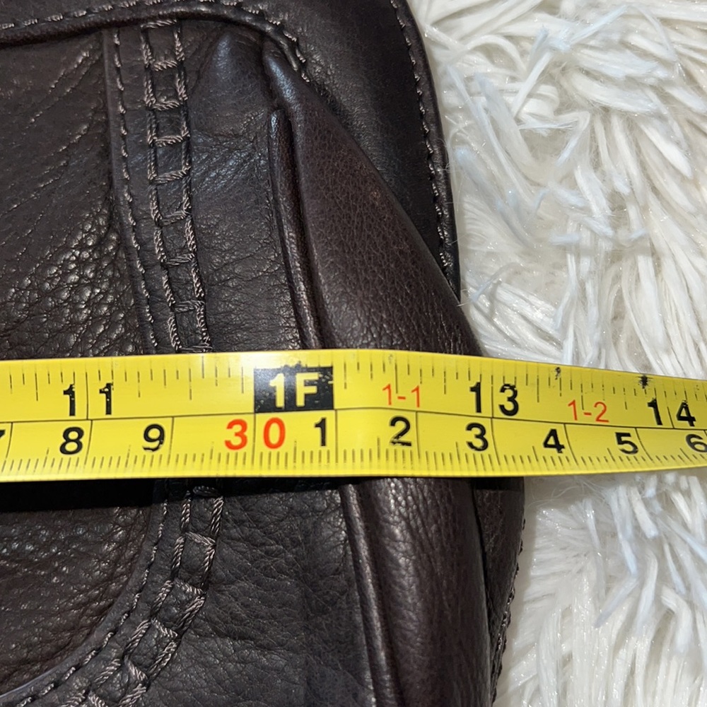 SIGRID OLSEN LEATHER brown clutch with shoulder strap - Picture 12 of 13